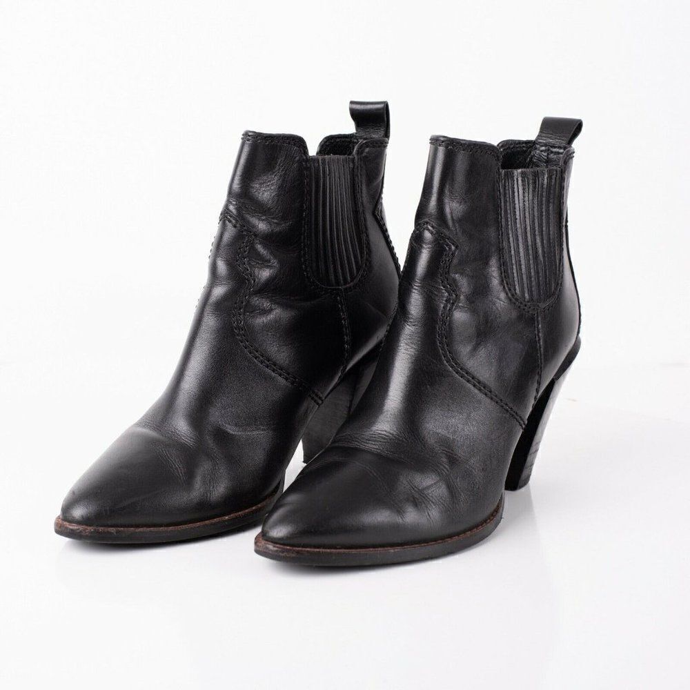 Coach Westyn Womens Black Leather Heeled Ankle Boots Booties Sz 9.5 Eu 39.5 - Picture 1 of 8